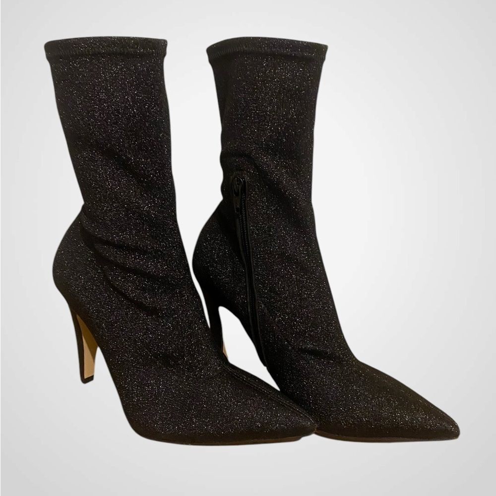 Designer Black metallic glitter ankle bootie | Giampaolo Viozzi boots size 6.5